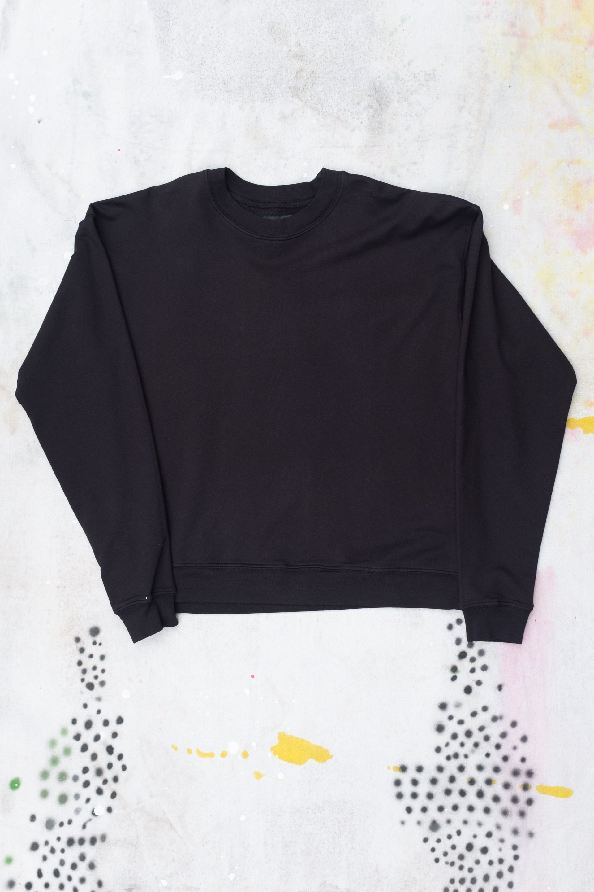 French Terry Cropped L/S Sweatshirt - Black